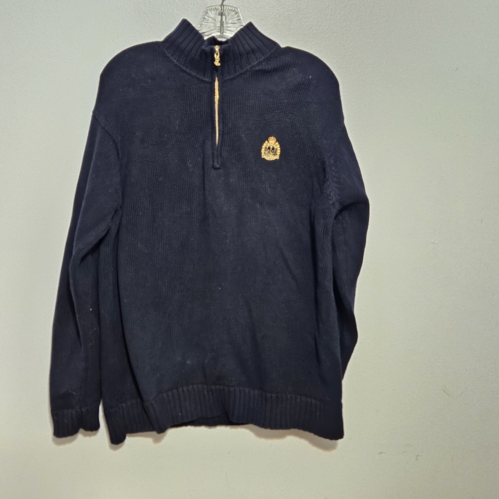 Lauren Ralph Lauren Gold Accent Black Zip Up Sweater Size Med